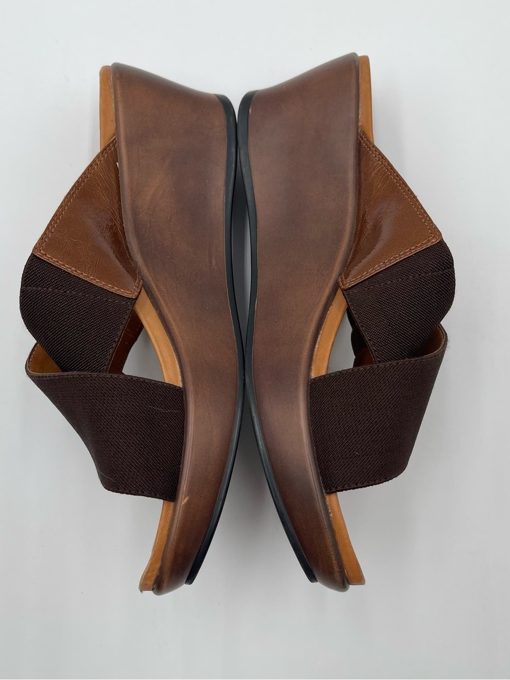 Dansko Ava Brown stretch Fabric Wedge Sandals Slip On Women's Size 38 US 7.5-8 - Picture 10 of 13